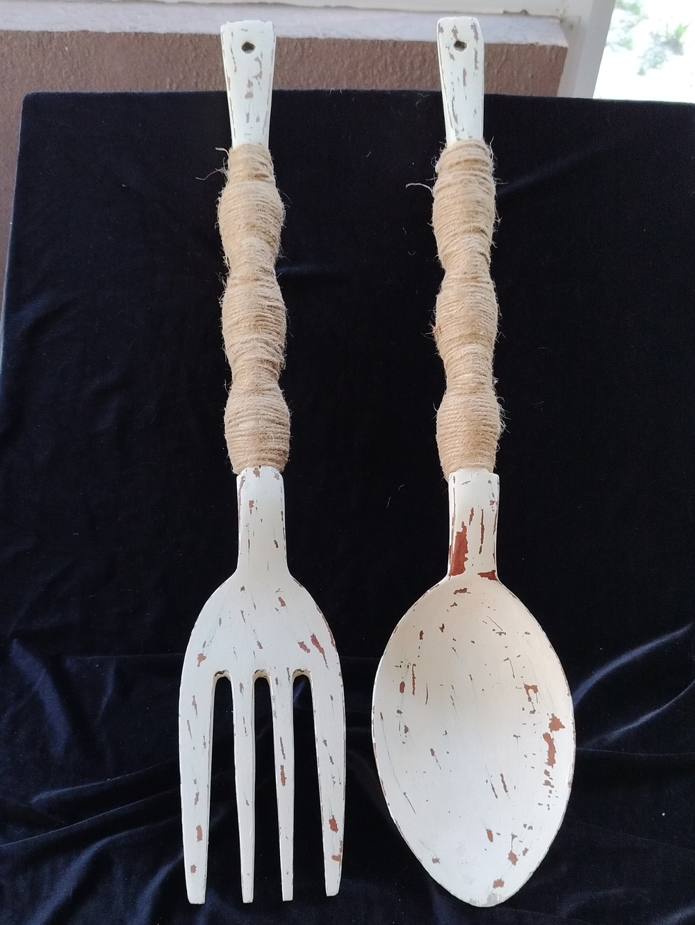 Farmhouse-style wall decoration oversized wooden Fork & Spoon